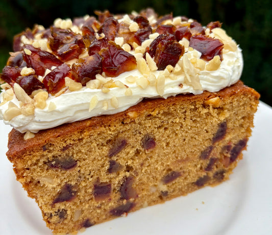 Date, Walnut & Ginger Loaf Cake
with Vanilla Bean Mascarpone Frosting ❤️- PDF recipe